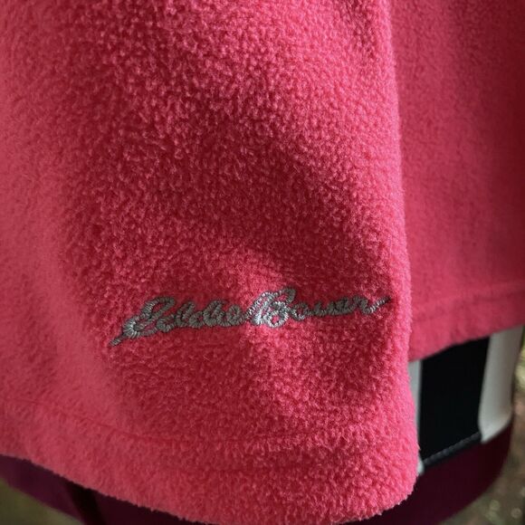 Jacket Fleece Pullover M Hot Pink 1/4 Zip Cuddly Eddie Bauer Activewear Soft - Picture 6 of 8
